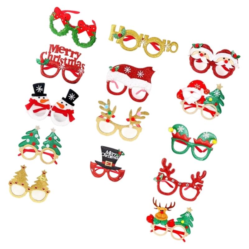 Christmas Decorative Plastic Frame Eyeglasses Set For Holiday Parties And Family Gatherings With Lightweight Design