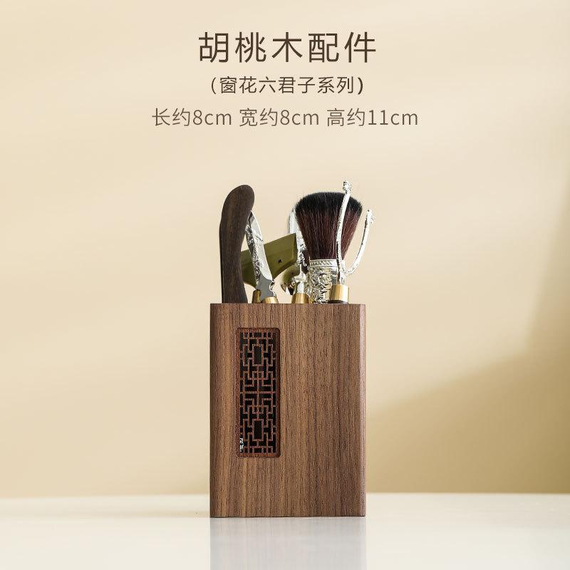 Waffenregal aus Walnussholz Tee Sechs Gentlemen Antikes Tee-Werkzeugset Haushalts-Teegeschirr Utensilien Chinesisches Tee-Set Zubehör Handwerk
