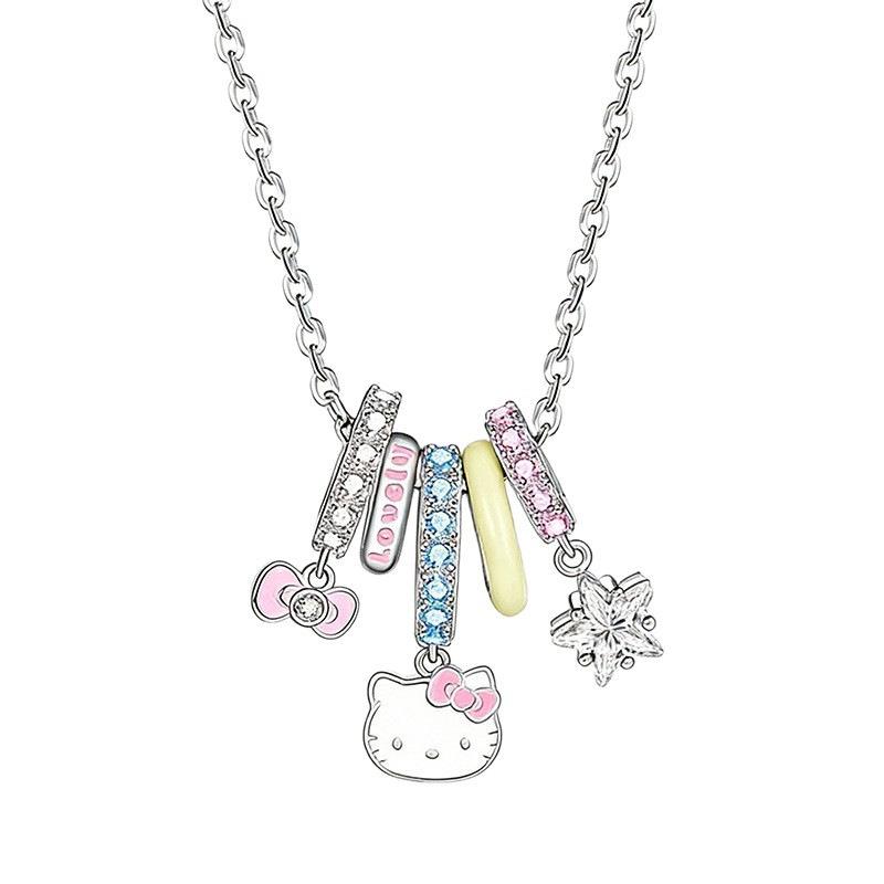 Kitten Pendant Necklace with Diamonds - Cute & Stylish Cartoon Cat Design