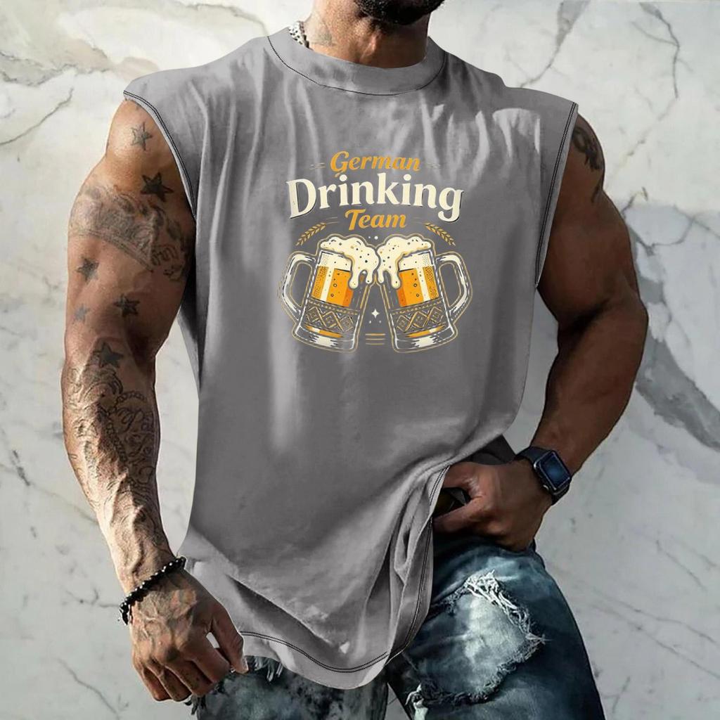 Men Sleeveless Tank Top Loose Fit Casual Streetwear Sport Vest with Unique Texture Print Suitable for Festival Holiday Daily Wear