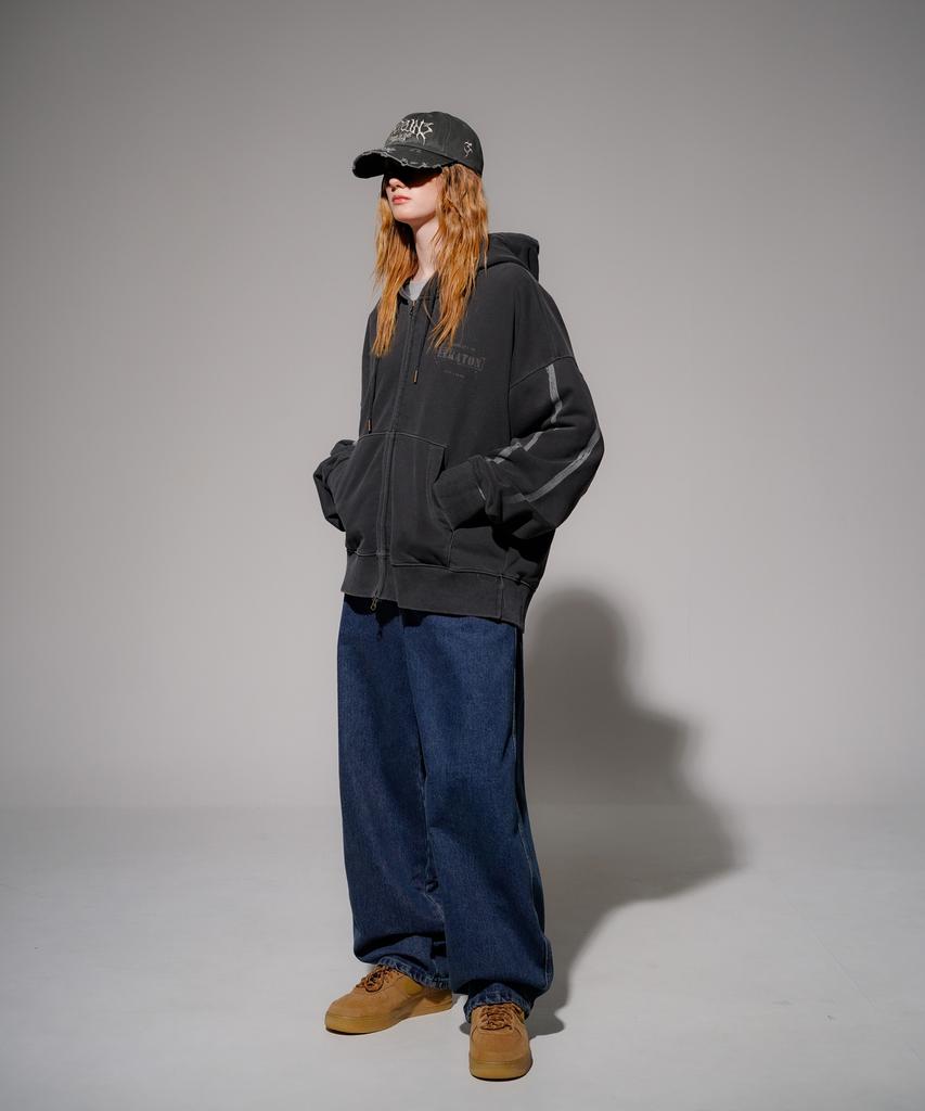 EZKATON Pointed Damaged Ball Cap Deep Grey Kmac6839