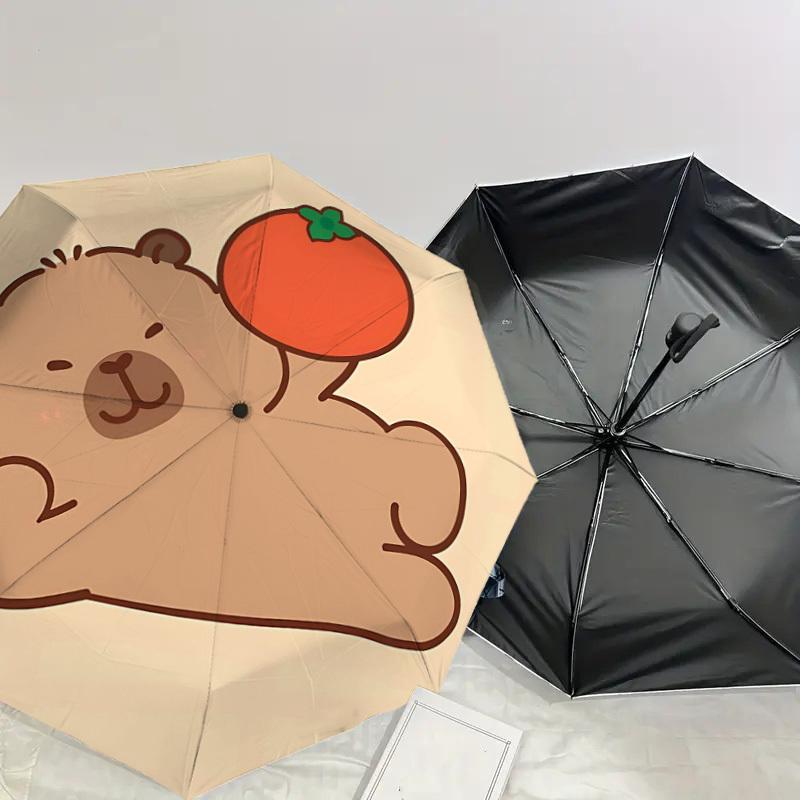 1 Stück Bär Tomate Regenschirm - 8 Speichen verstärkt, Automatisches Öffnen, Leicht & Langlebig, Niedliches Modeaccessoire für Draußen - Y0354