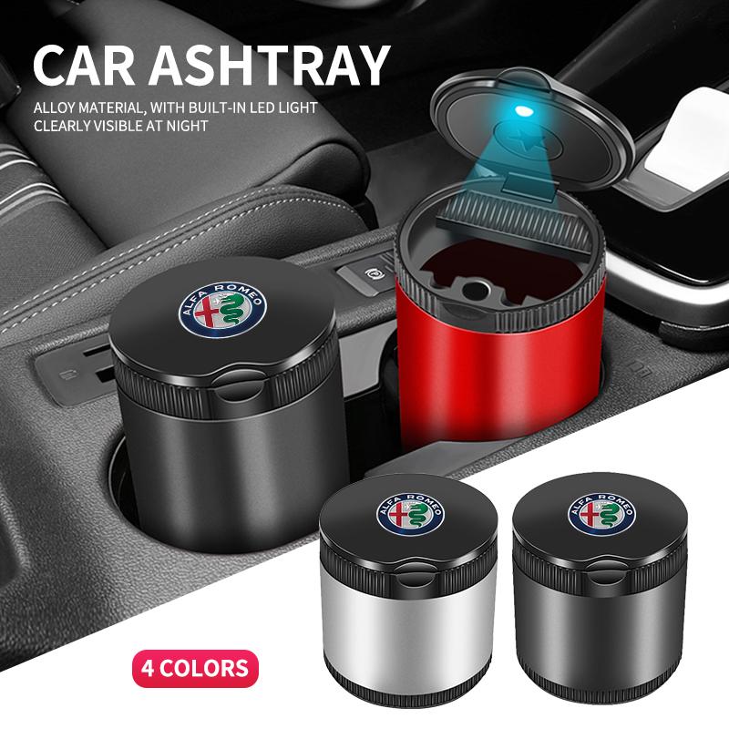 Portable LED Smoke Car Ashtray Cigarette Ash Holds Cup for Alfa Romeo Spider Giulia Giulietta 147 156 159 Mito Stelvio GT Spider