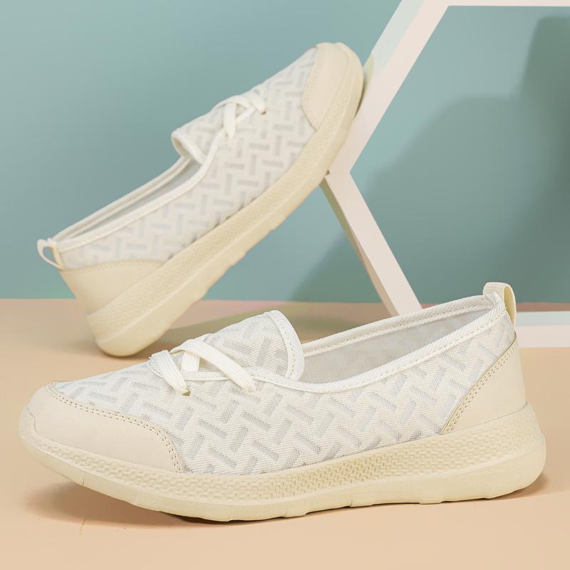 

Autumn large size foot set casual mother low top breathable light walking flat women s shoes 42 бежевый