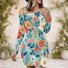 Ladies Plus Size One Side Off Shoulder Long Sleeve Dress