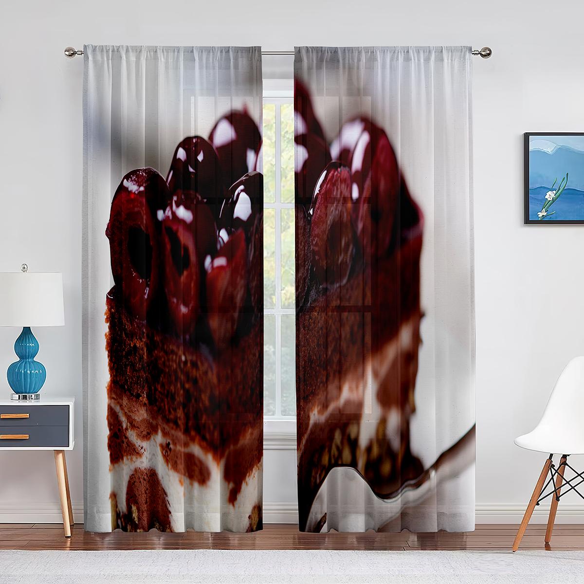 Джем Торт Десерт Малиновый Прозрачные Шторы для Гостиной Шифоновая Вуаль Шторы Спальня — фото 10