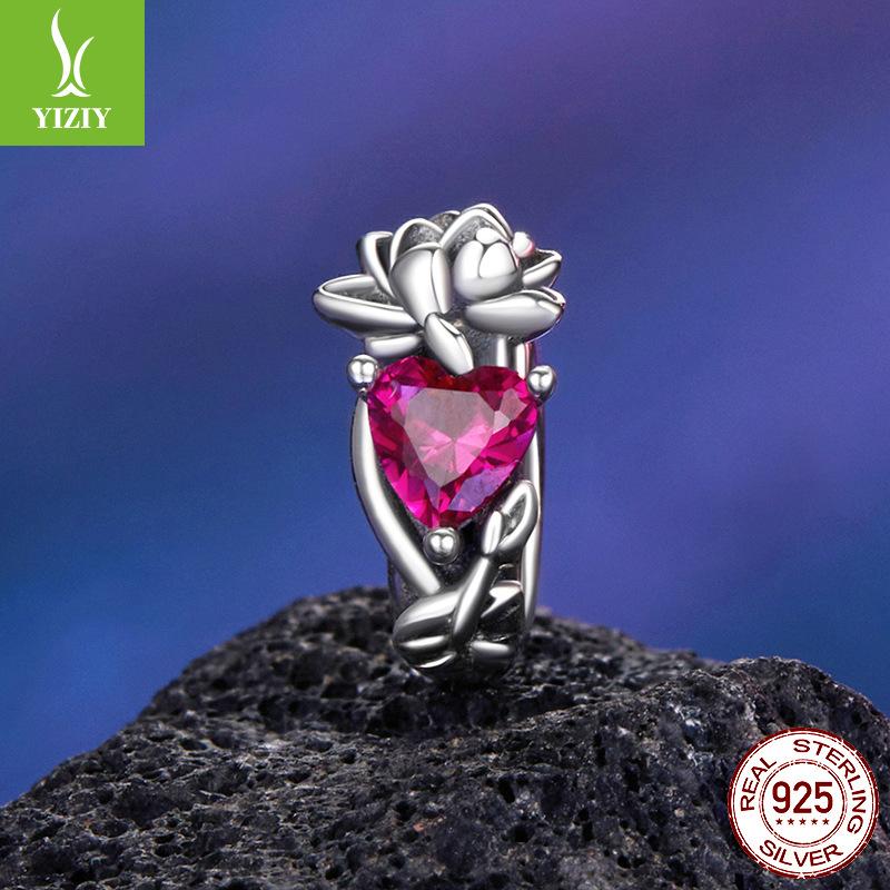 Twelfth Birthstone Flower Silicone Beads 925 Sterling Silver Diy Beaded Bracelet Accessories Bead Separator