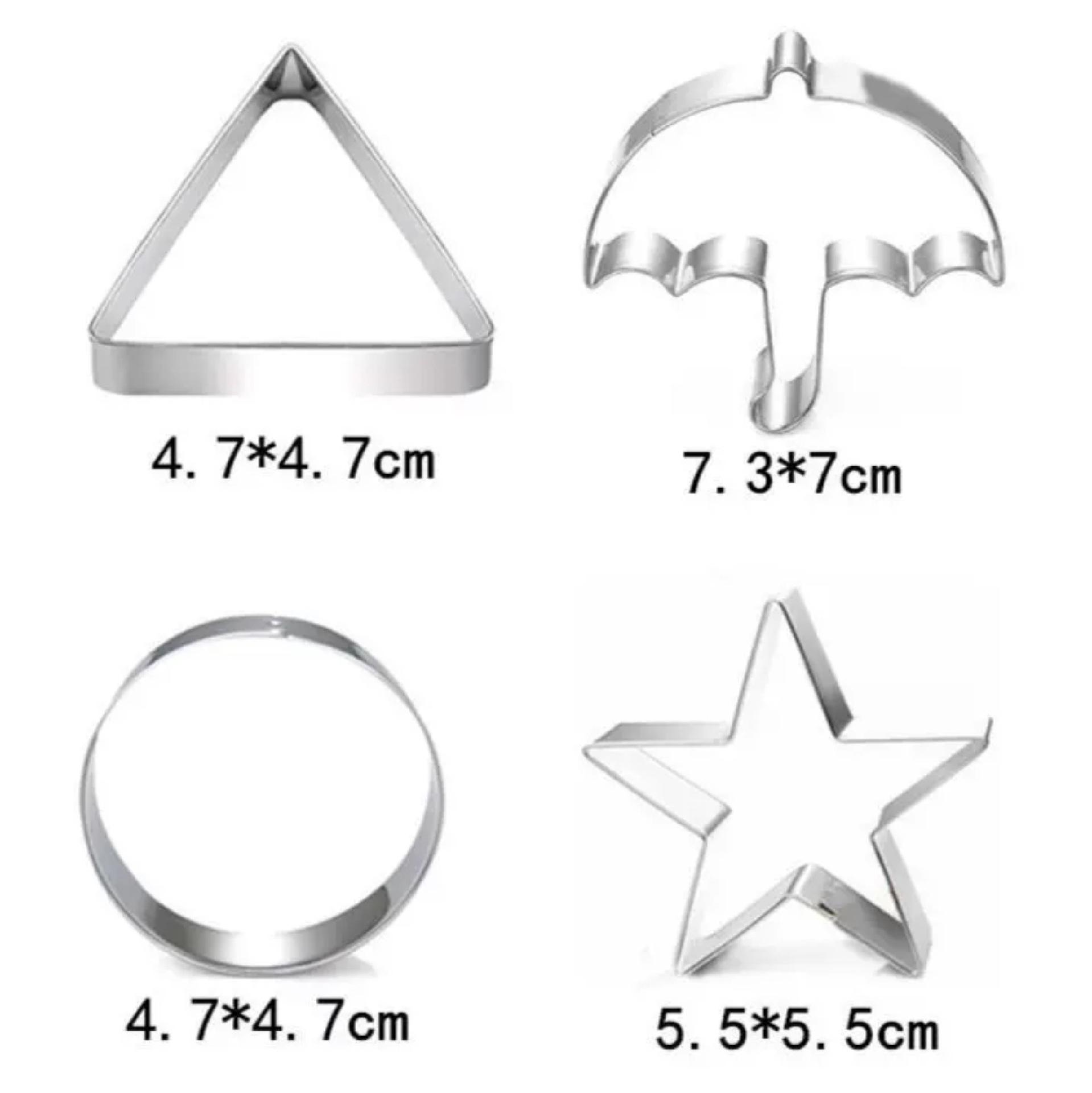 Stainless Steel Cookie Cutter Set: Umbrella, Star, Triangle, Round, Candy Mold - 430