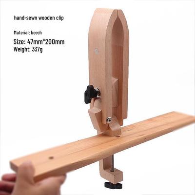 Soporte de Costura de Cuero Ajustable y Plegable con Clip de Madera Cosido a Mano