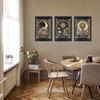 Tarot Cards Celestial Canvas Wall Art Set of 3 Boho Mystic Astrology Paintings Pictures Wall Decor Star Sun and Moon Posters Prints for Living Room