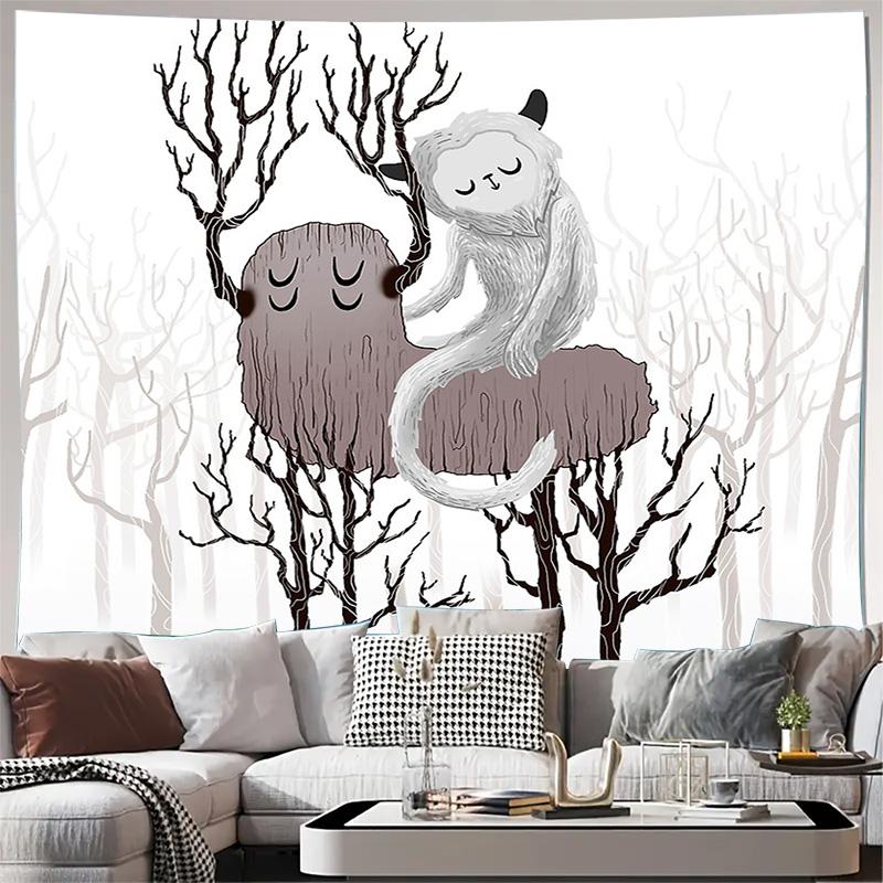 

Fantasy Forest Tapestry Wall Hanging Nature Trees Wolf Mystical Woodland Home Decor Room Aesthetic Gothic Art Tapestry Bedroom D 74x94cm(29x37in)