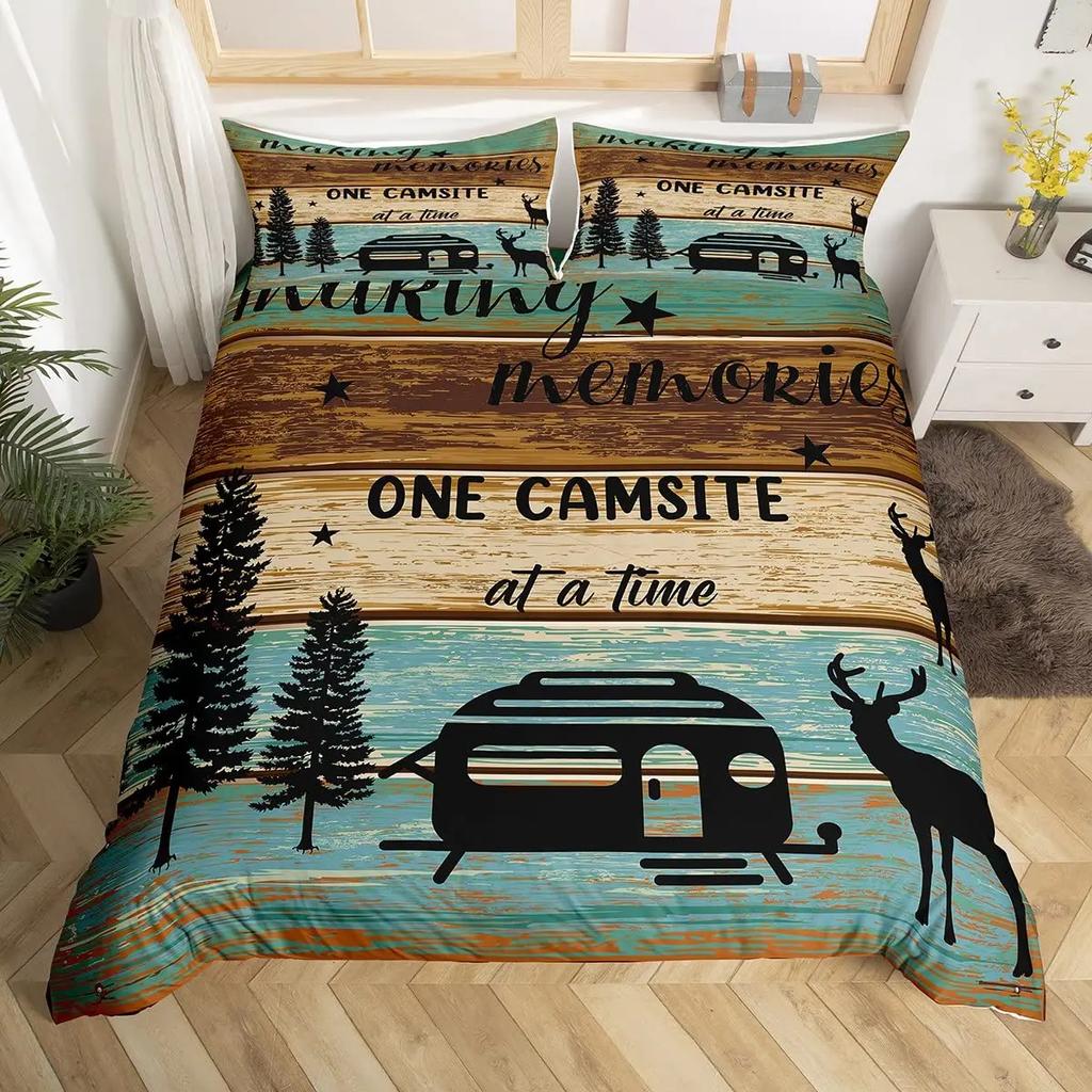 Rustic Wooden Barn Duvet Cover Set Wood Rustic Bedding Set Full King SizeFarm Farmhouse Comforter CoverPlank Wall Quilt Cover