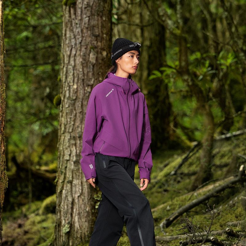 Li Ning CF Su Wan Long Jia Series Solid Color Hooded Outdoor Hiking Waterproof Windproof Jacket Unisex Jacket Space-Purple AEMU047-2