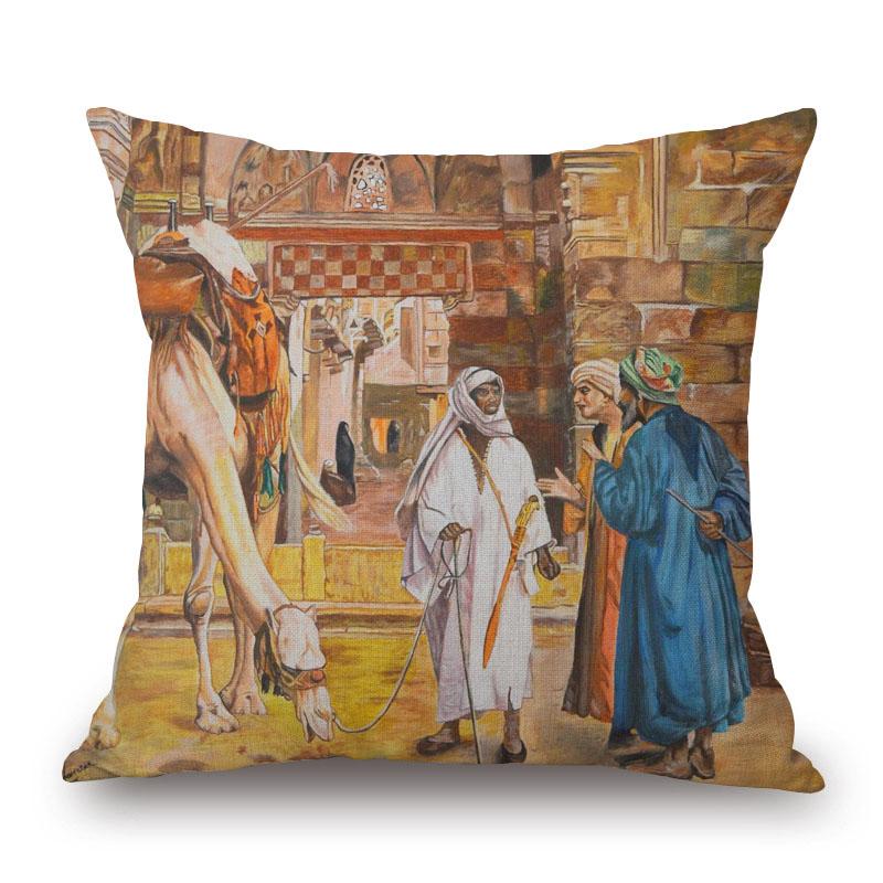 Middle East Evil Eyes Hamsa Hand Painting Poster Cushion Cover Home Decorative Pillow Case 40x40cm16x16in