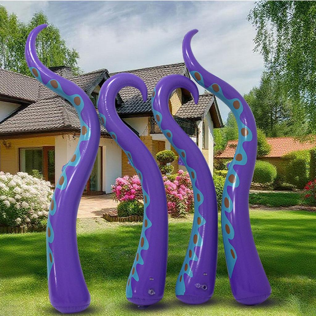 4pcs Halloween Inflatable Lighted Giant Octopus Tentacle Broke Out from Window Blow up Decor for Halloween Window Decoration