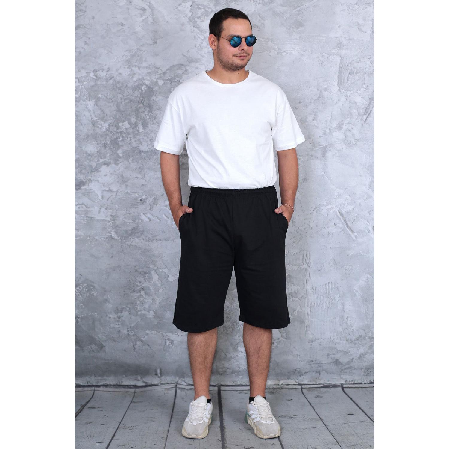 

Men s Black Long Straight Pocket Shorts With Elastic Waistband-capri M чёрный