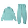 2025 European Autumn/Winter Fashion Zipper Lapel Solid Color Casual Two-Piece Set