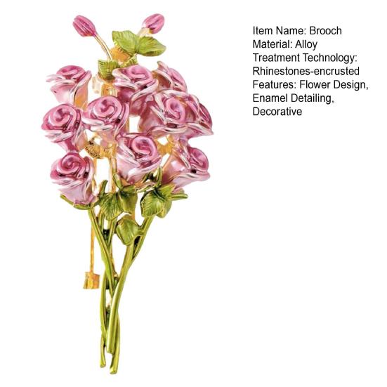 Mother Day Brooch 3D Enamel Rose Flower Bouquet Design Brooch Suit Lapel