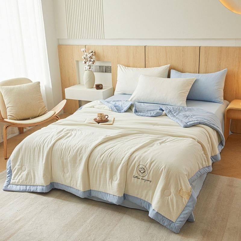 1pc Unprinted Cotton Quilt  Cool Summer Air Conditioning  Solid Color  Skin Friendly  Washable  Lightweight