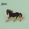 Black And White Brooch Horse Chinese Style Enamel Pin Smooth