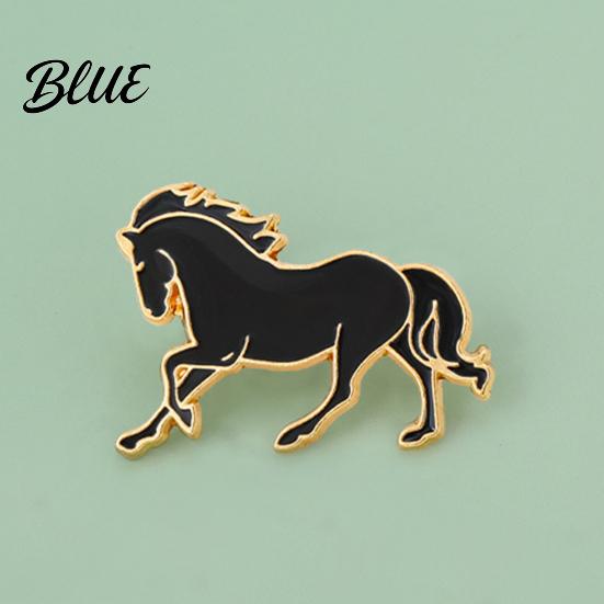 Black And White Brooch Horse Chinese Style Enamel Pin Smooth