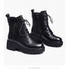 2025 neue dicksohlige Stiefel mit dickem Absatz Martin-Stiefel zum Schnüren Samt rutschfest Britischer Stil kurze Stiefel Damen vielseitige weiche Leder Baumwollstiefel