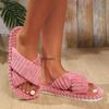 Fashion Shoes for Women Fashion Corduroy Cross Home Slippers Women Winter Warm Plush Slides Indoor Bedroom Soft Sole Cotton Slippers