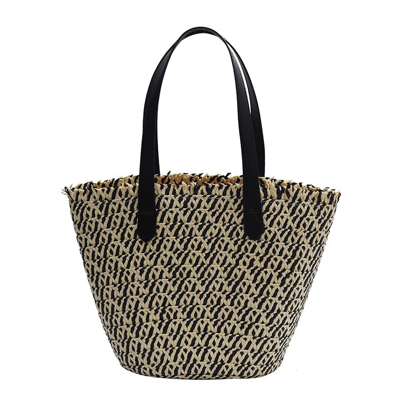 Woven Basket Women's Handbag Top Handle Bag Large Straw Portable Shoulder Bag Beach Shopper High Quality Female Bag