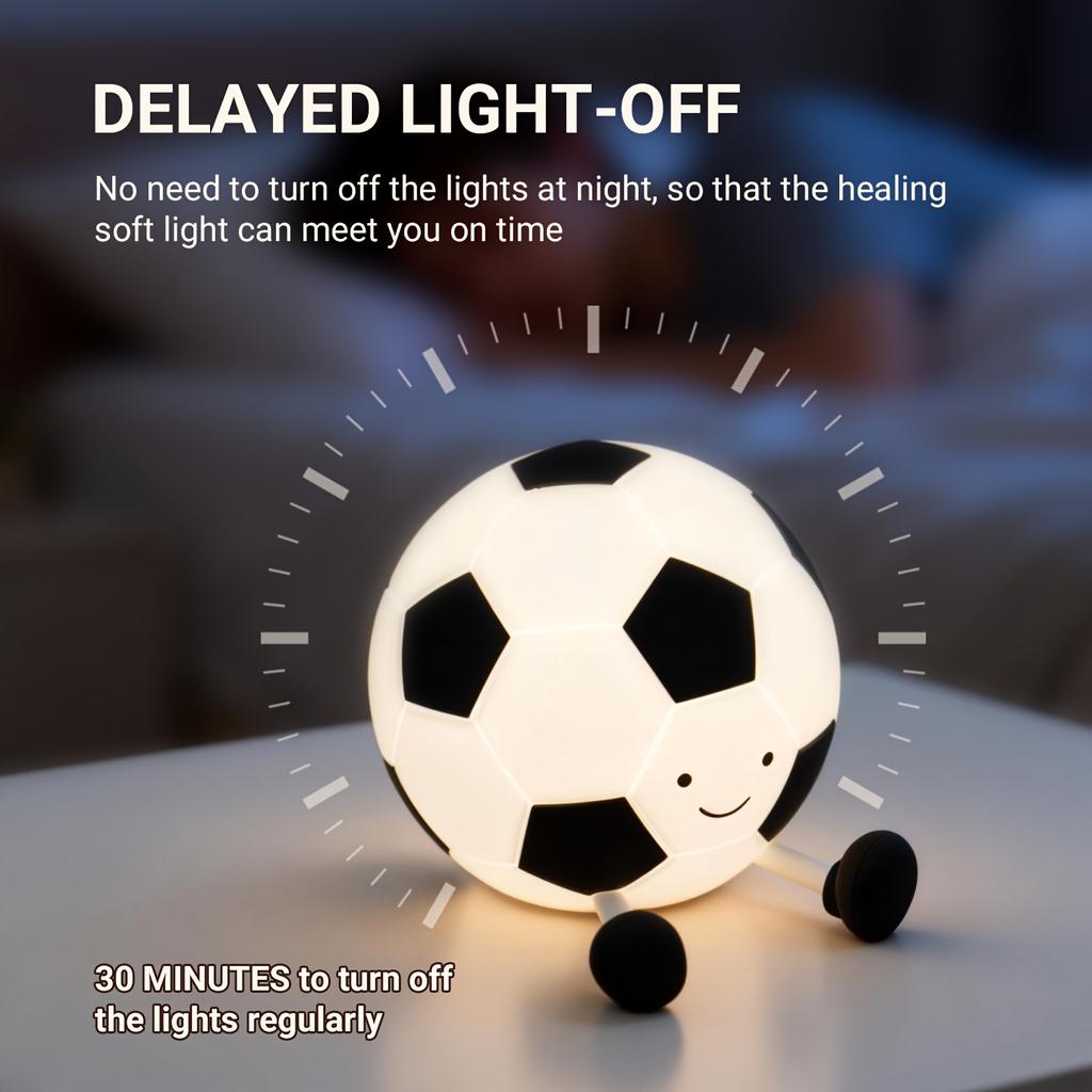 Cute Football LED Night Light Silicone Pat Sensor Rechargeable Bedside Lamp Kids Gift Soccer Ball Warm Light