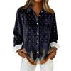 Damen-Hemdbluse, bedruckt, Knopfleiste, langärmelig, lässig, Basic, Hemdkragen, normales Oberteil