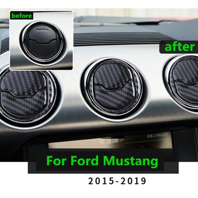 Carbon Fiber Central Air Conditioner Outlet for Ford Mustang AC Frame Sticker 2015 2016 2017 2018   Auto