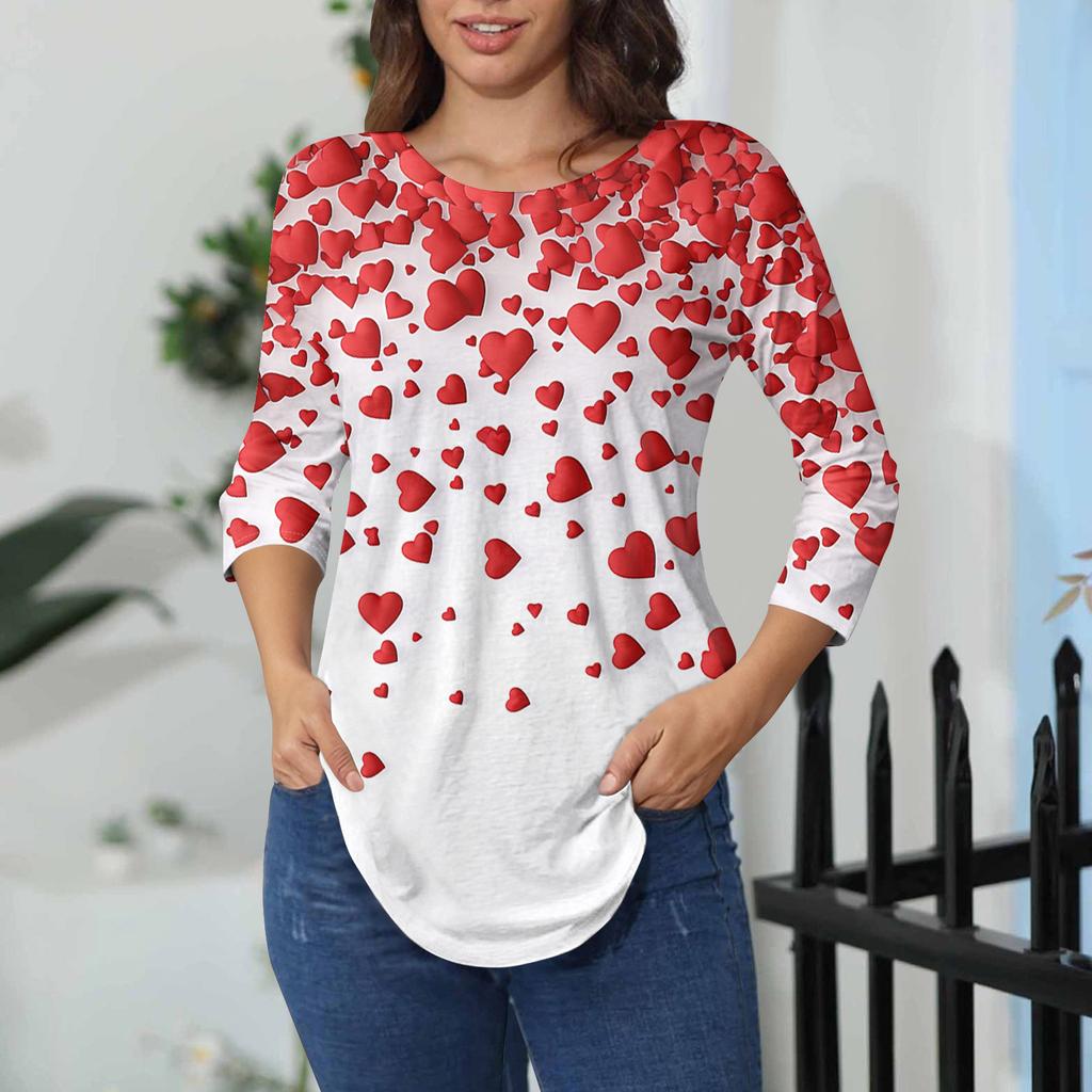 Damen-T-Shirts, 3/4-Ärmel, einfarbig, Pullover, Sommer, Frühling, Tops, Blusen