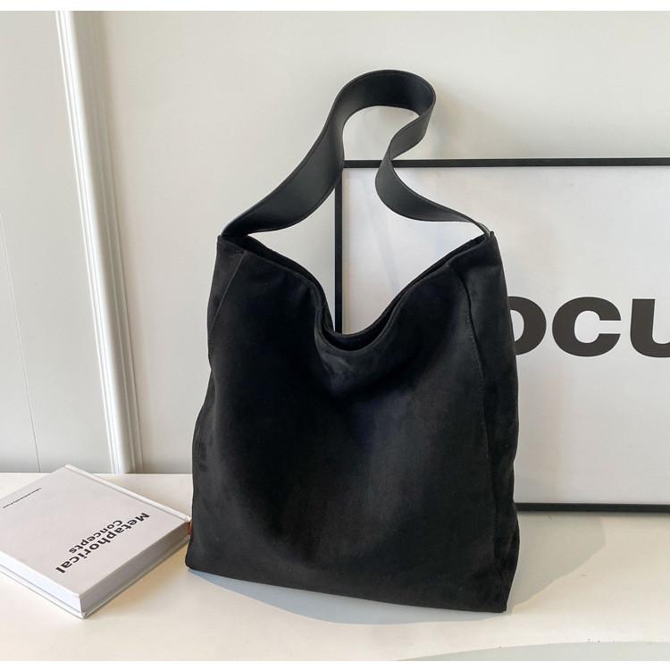 Ielgy Suede Underarm Retro Wide Shoulder Strap Lazy Style Large Capacity Tote Bag