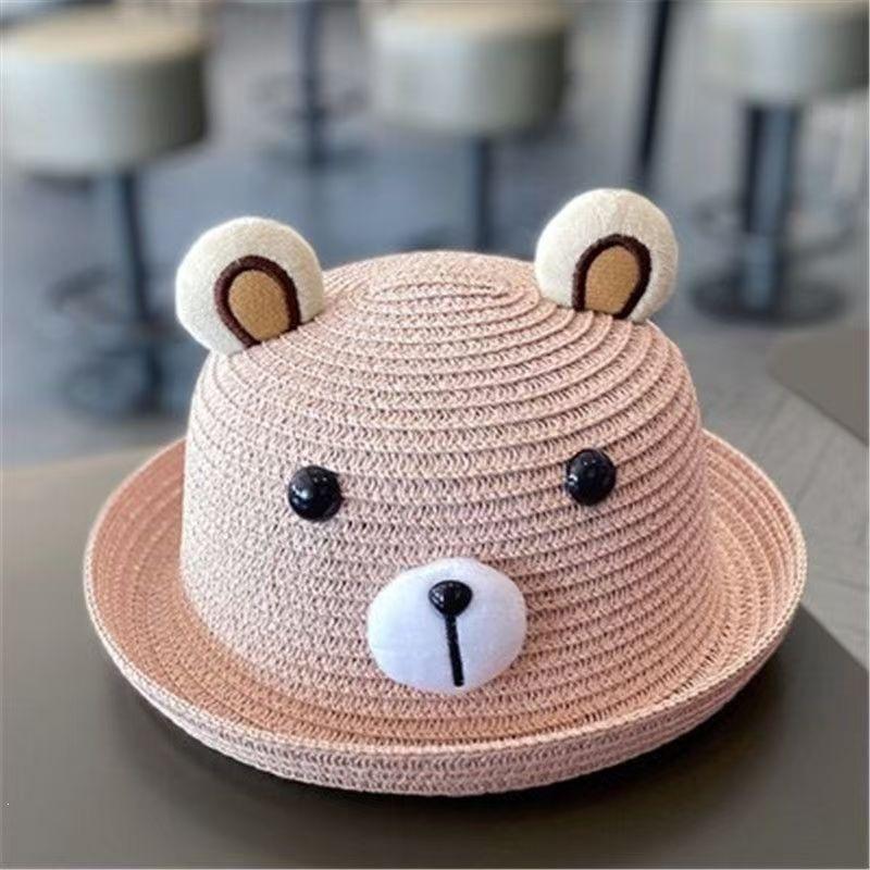Cute Dinosaur Baby Straw Hat Summer Kids Sun Protection Beach Bucket Cap Boys Girls Super Cute Sun Hat