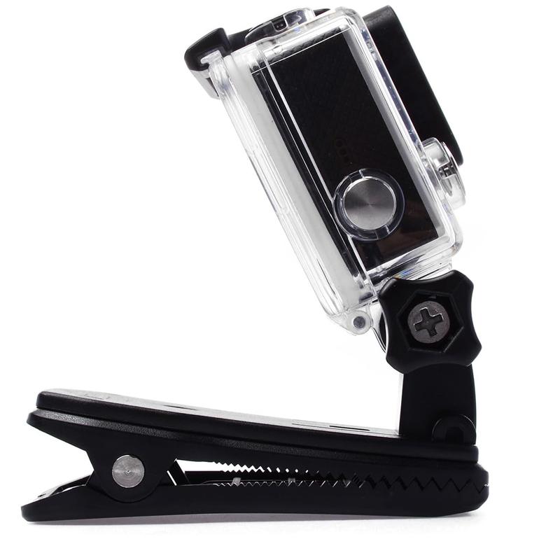 360 Degree Rotating Backpack Clip Mount, Sports Camera Hat Strap Clamp Accessory Compatible for GoPro Action Cameras