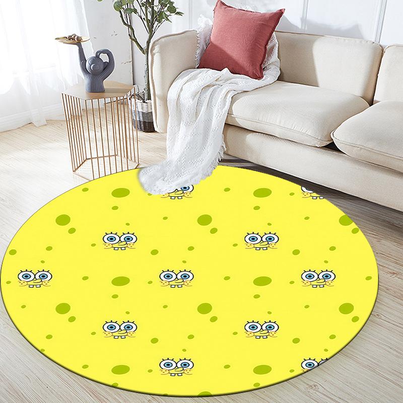 SpongeBob SquarePants,Round Area Rug,Carpet Rug for Living Room Bedroom Sofa Playroom Decor,Non-slip Floor Mat