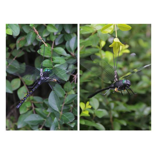Realistic Artificial Dragonfly Outdoor Insect Deterrent Garden Decoration Dragonfly Pin with Hanging Strap for Outdoor Flower Pots Camping Hat