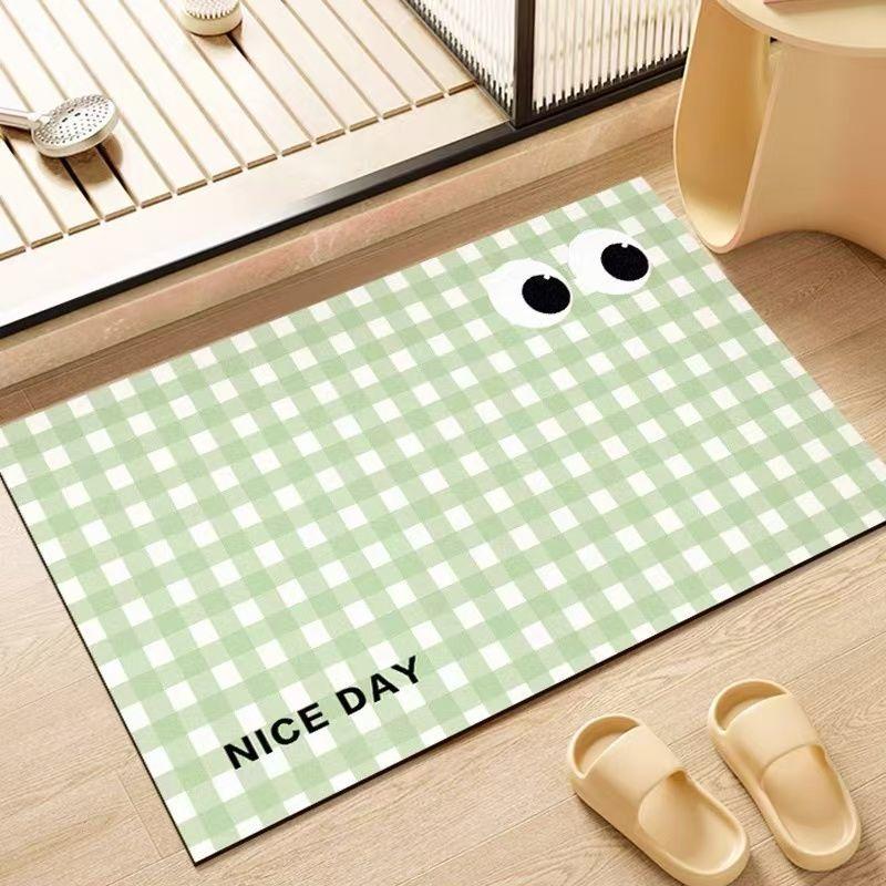 Simple Bathroom Floor Mat Painted Dopamine Toilet Bathroom Door Floor Mat Diatom Mud Water Absorption Quick Drying Foot Mat