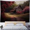 Beautiful wooden house, floral tapestry, forest landscape, home decoration hanging cloth, living room dormitory background cloth