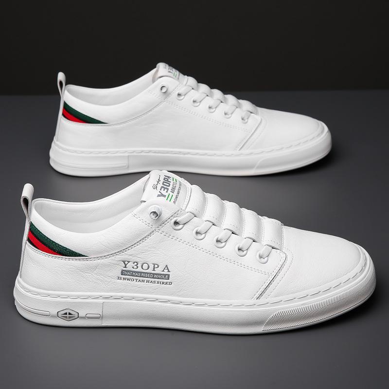 Summer breathable little white shoes versatile fashion casual board shoes one pedal men s cowhide shoes 38 yards