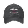 Unisex Volwassen Thailand Thaise Vlag Koolstof Gewassen Denim Baseballpet Unisex Klassiek Vintage Katoen Dad Truckerpet