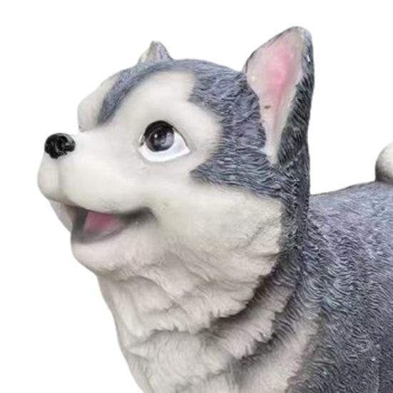 Simulated Husky Dog Figurine Realistic Dog Resin Statue Sculpture Desktop