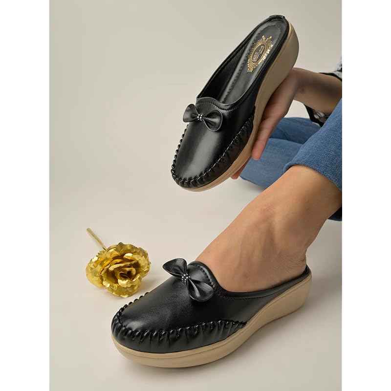 

Shoetopia Upper Bow Detailed Black Slip-On Loafers For Women & Girls /Uk3 3 UK чорний