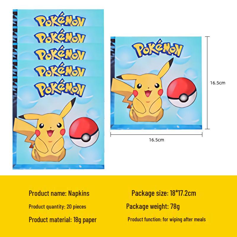 Pikachu Partyzubehör: Pappteller, Servietten, Becher, Tischdecke, Banner & Dekorationen