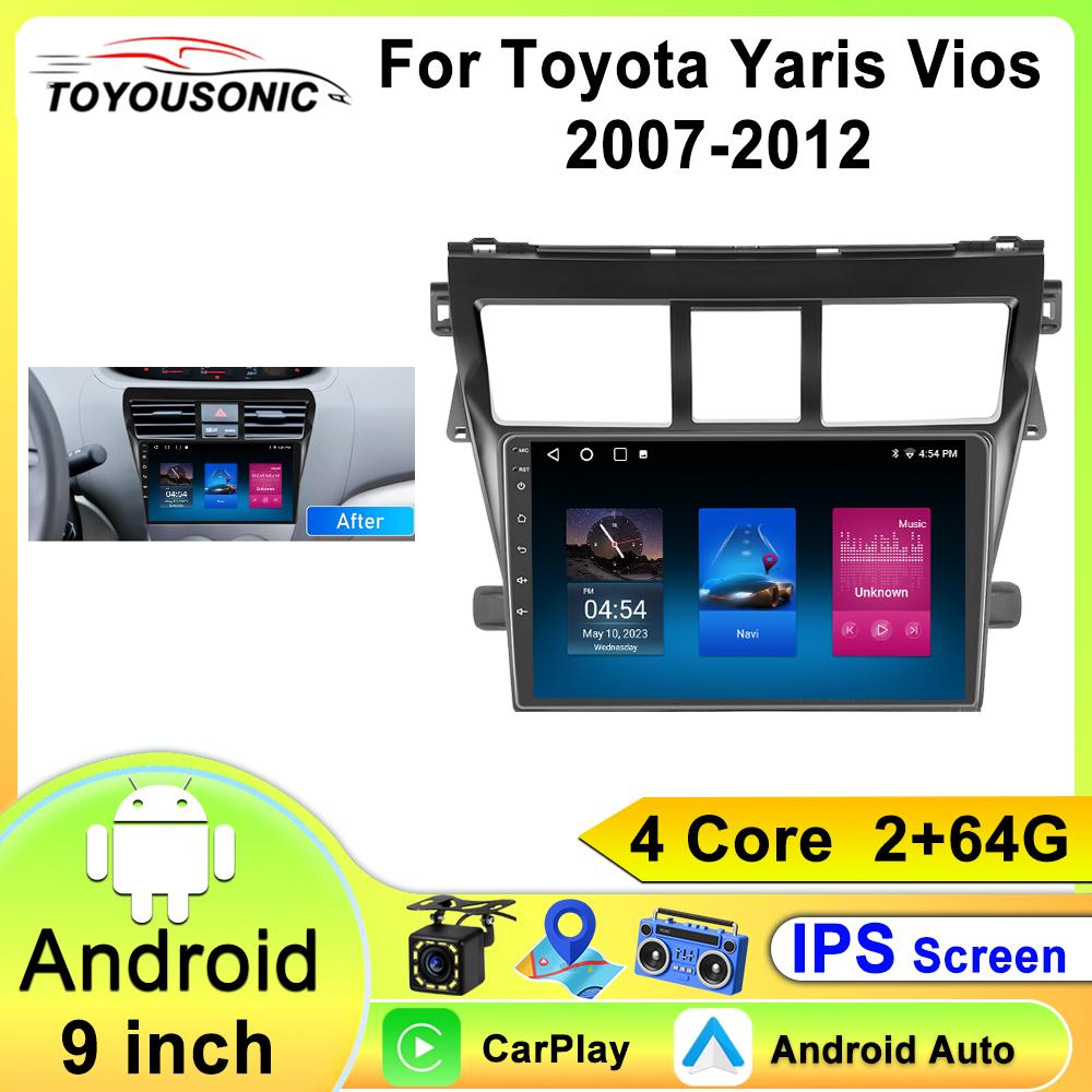 Android 13 Radio For Toyota VIOS Yaris 2007 2008 2009 2010-2012 Car stereo Multimedia Player Carplay Auto GPS navigation 2DIN