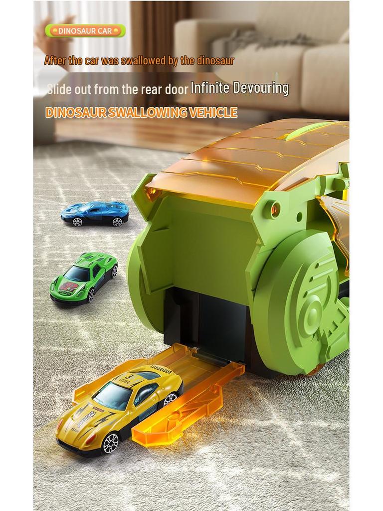 3-in-1 Transforming Dinosaur Toy Car Set for Kids Aged 3-5 with Mini Car Storage