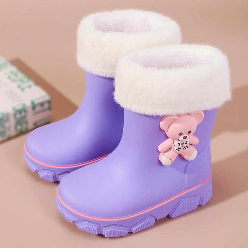 2025 pantofi de ploaie pentru copii, desene animate, rezistenți la uzură, călduroși din catifea și antiderapanți, pantofi de apă pentru școală, cizme de ploaie pentru copii mijlocii și mari