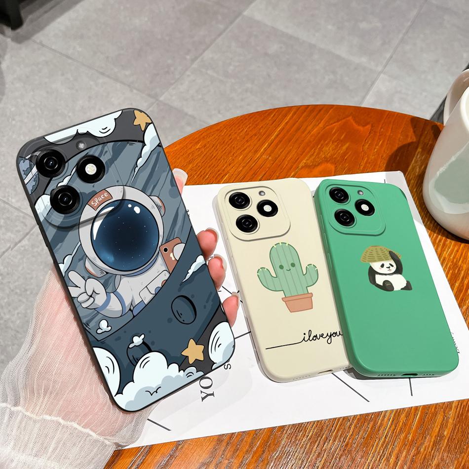 Case For Tecno Spark 20 20C Astronaut Soft Liquid Silicone Lens Protection Durable Back Cover For Tecno Spark20 20 C Phone Shell