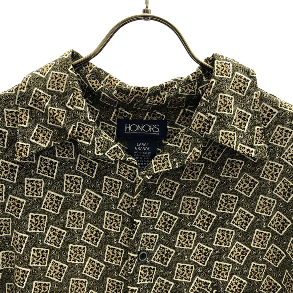 HONORS 90s 00s Old Overall handle Short sleeve Open color shirt L Khaki Men's Used