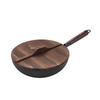 Zhang Xiaoquan 32cm Tradycyjny Wok z Kutej Żelaza z Drewnianą Pokrywką